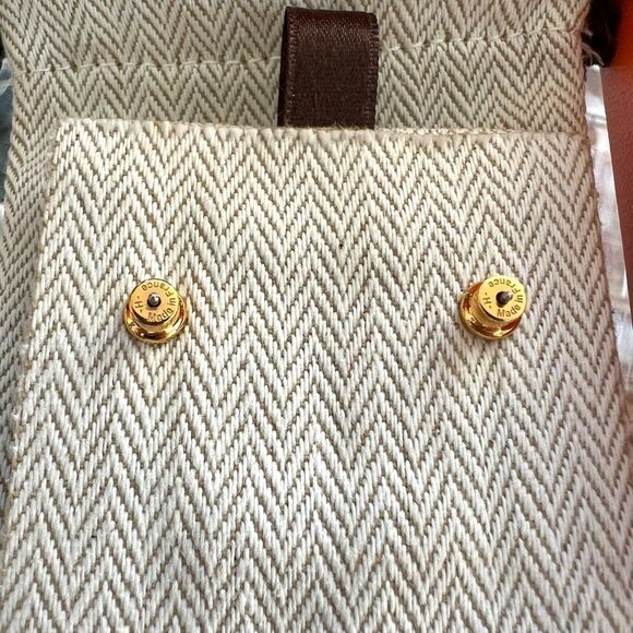 NIB HERMES 🎁GIFTABLE Mini Pop H Earring Stud Green Malachité Gold Hardware - Picture 5 of 8